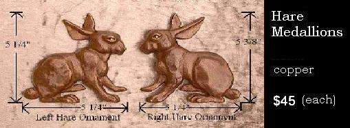 Tudor Bronze Emblem - Left and Right Hares