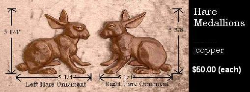 Tudor Bronze Emblem - Left and Right Hares